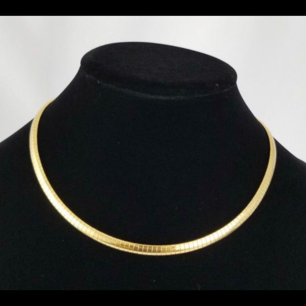 Gold Omega Necklace 6mm 8mm Flat Choker 💎 Durable Steel Collar